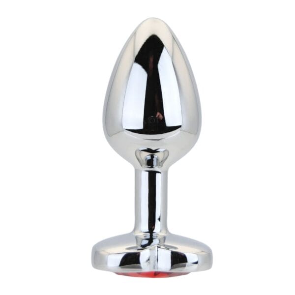 Toosh Jewelled Red Heart Silver Metal Butt Plug Small 2.8 Inch – image number 2