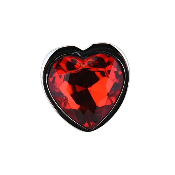 Toosh Heart Shaped Silver Butt Plug with Red Stone Small – image number 3