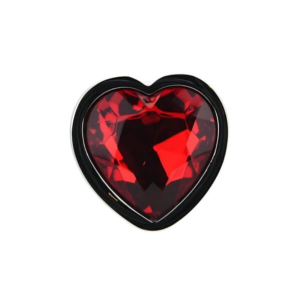 Toosh Heart Shaped Silver Butt Plug With Red Stone Medium – image number 4