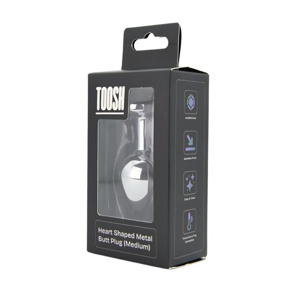 Toosh Heart Shaped Silver Butt Plug With Red Stone Medium – image number 5