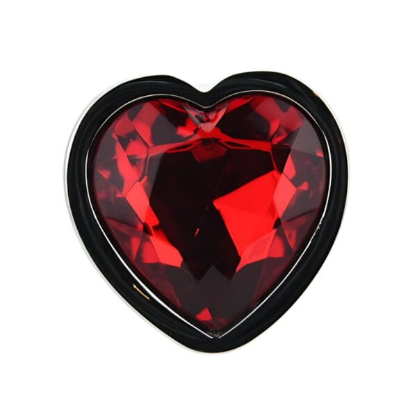 Toosh Heart Shaped Silver Butt Plug With Red Stone Large – image number 4