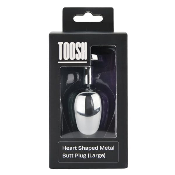 Toosh Heart Shaped Silver Butt Plug With Red Stone Large – image number 5