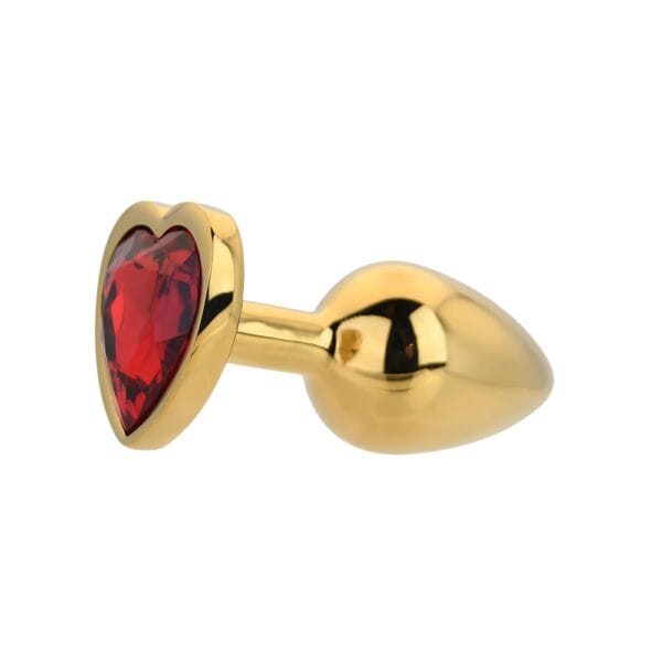 Toosh Heart-Shaped Gold Butt Plug With Red Stone Small – image number 1