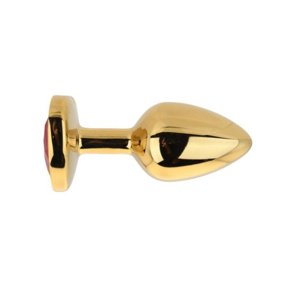 Toosh Heart-Shaped Gold Butt Plug With Red Stone Small – image number 2