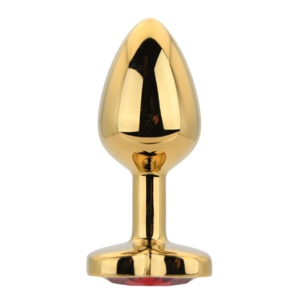 Toosh Jewelled Red Heart Gold Metal Butt Plug Small 2.8 Inch – image number 2