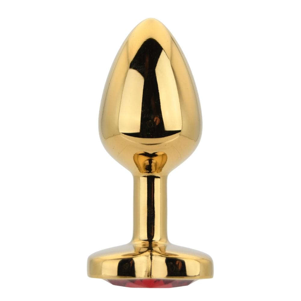 Toosh Jewelled Red Heart Gold Metal Butt Plug Small 2.8 Inch – image number 2