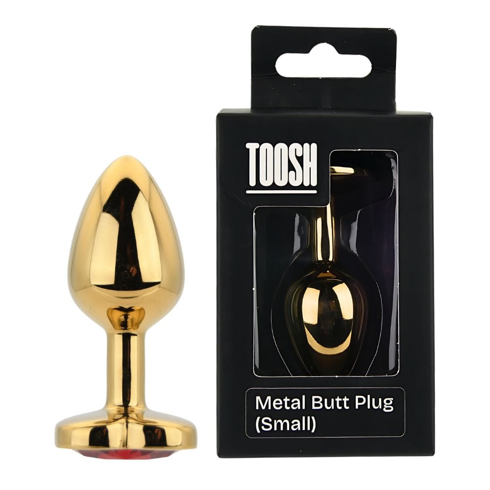 Toosh Jewelled Red Heart Gold Metal Butt Plug Small 2.8 Inch – image number 4