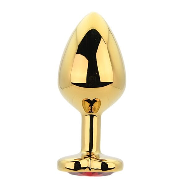 Toosh Jewelled Red Heart Gold Metal Butt Plug Medium 3.2 Inch – image number 2