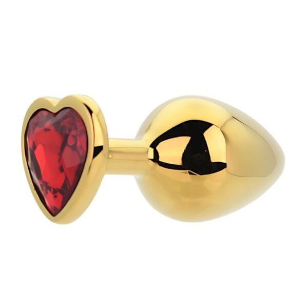 Toosh Jewelled Red Heart Gold Metal Butt Plug Medium 3.2 Inch – image number 3