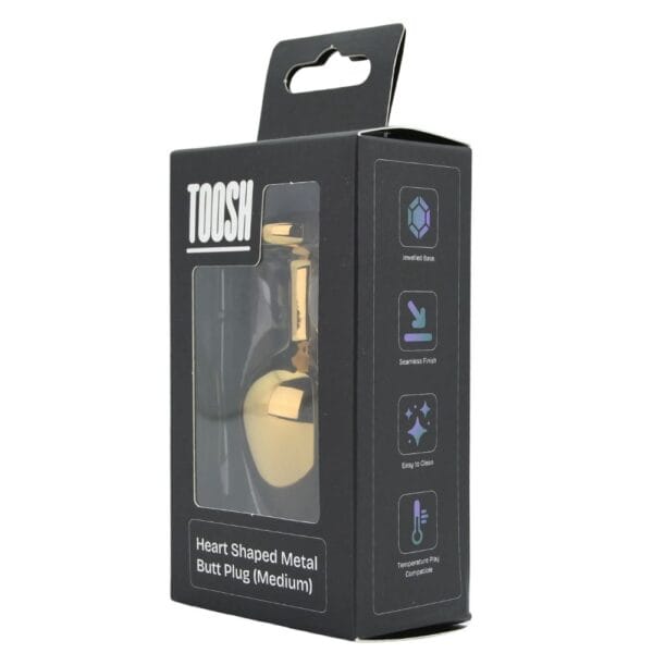 Toosh Jewelled Red Heart Gold Metal Butt Plug Medium 3.2 Inch – image number 4