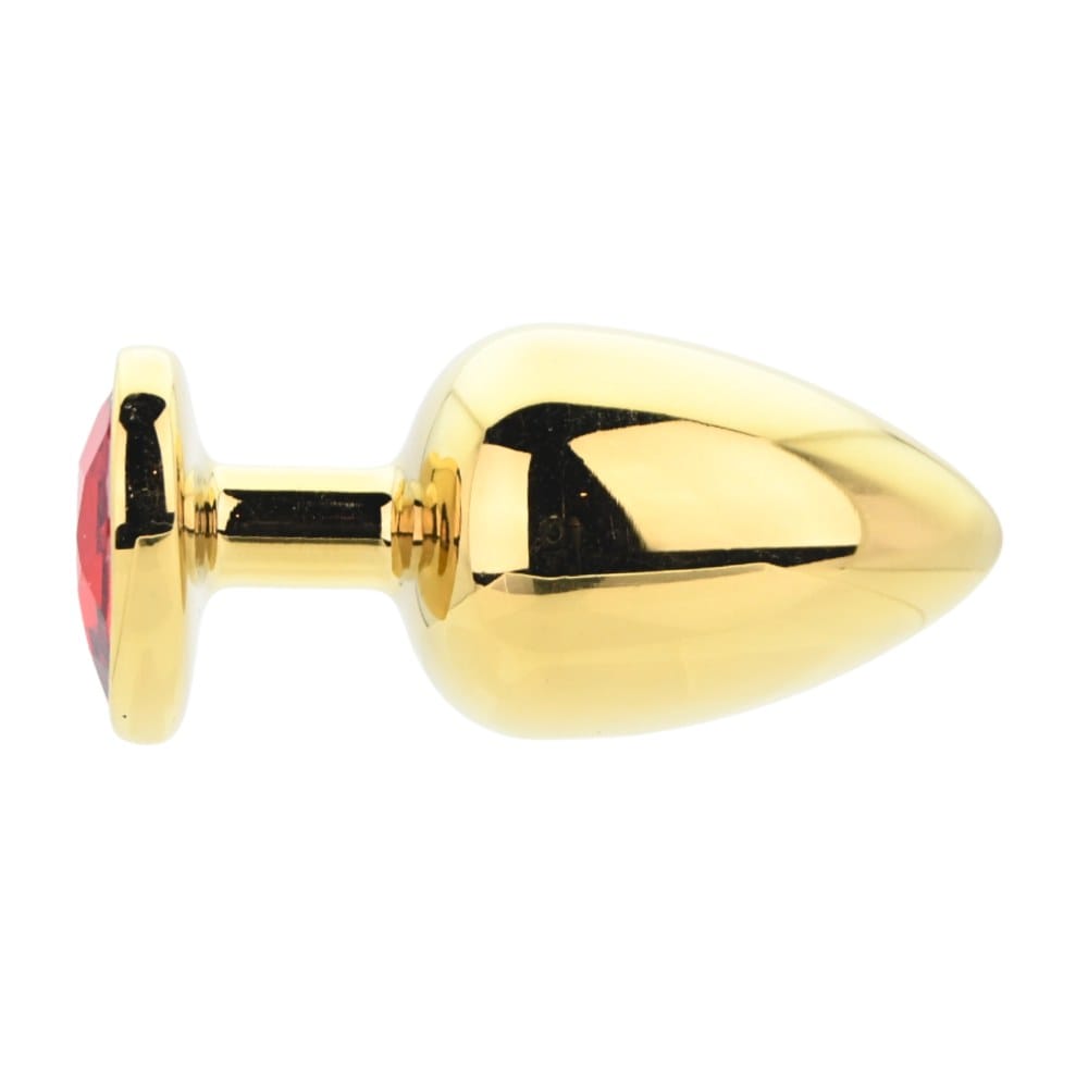 Toosh Heart Shaped Gold Butt Plug With Red Stone Large – image number 2
