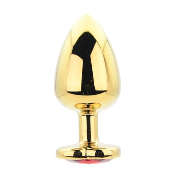 Toosh Heart Shaped Gold Butt Plug With Red Stone Large – image number 1