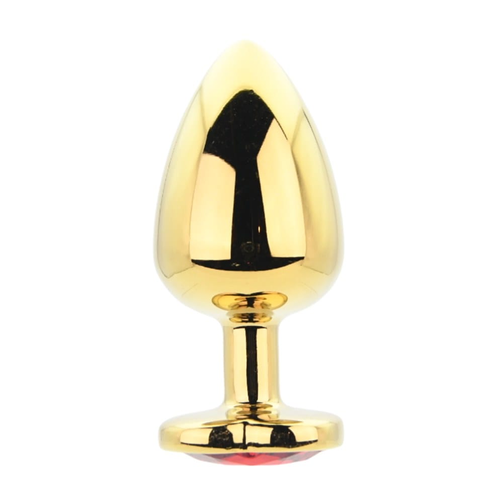 Toosh Heart Shaped Gold Butt Plug With Red Stone Large – image number 1