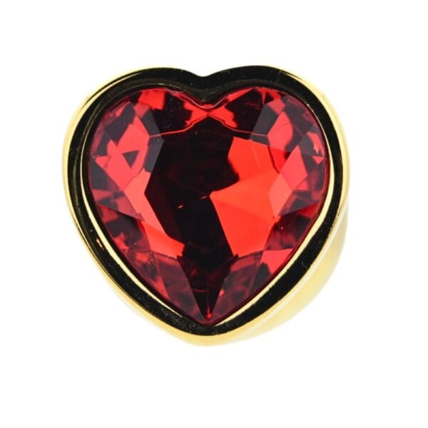 Toosh Heart Shaped Gold Butt Plug With Red Stone Large – image number 4