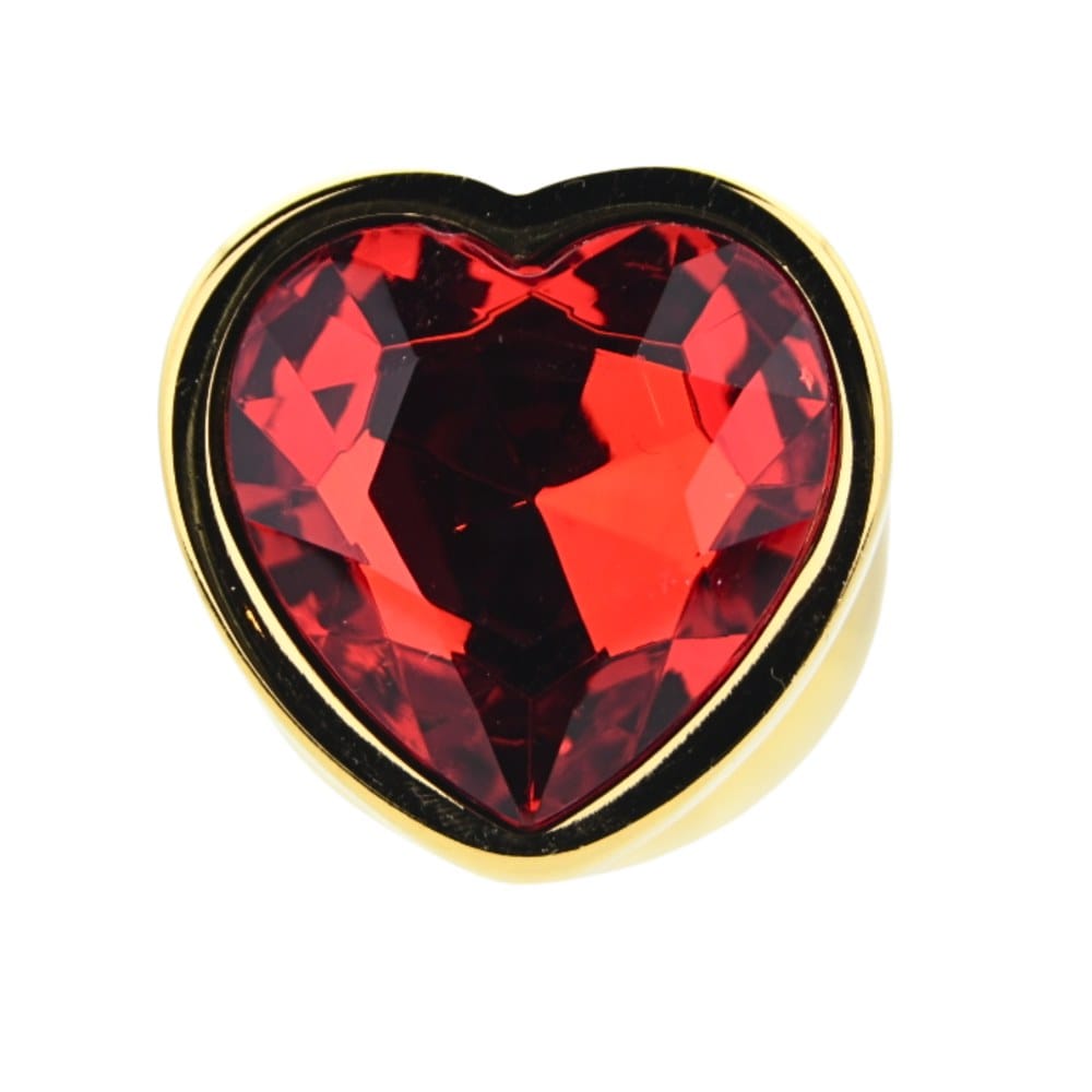 Toosh Heart Shaped Gold Butt Plug With Red Stone Large – image number 4