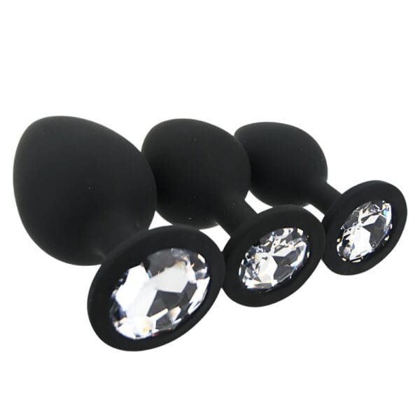 Toosh Jewelled Black Silicone Butt Plug Set (3 Piece) – image number 2