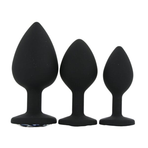 Toosh Jewelled Black Silicone Butt Plug Set (3 Piece) – image number 2