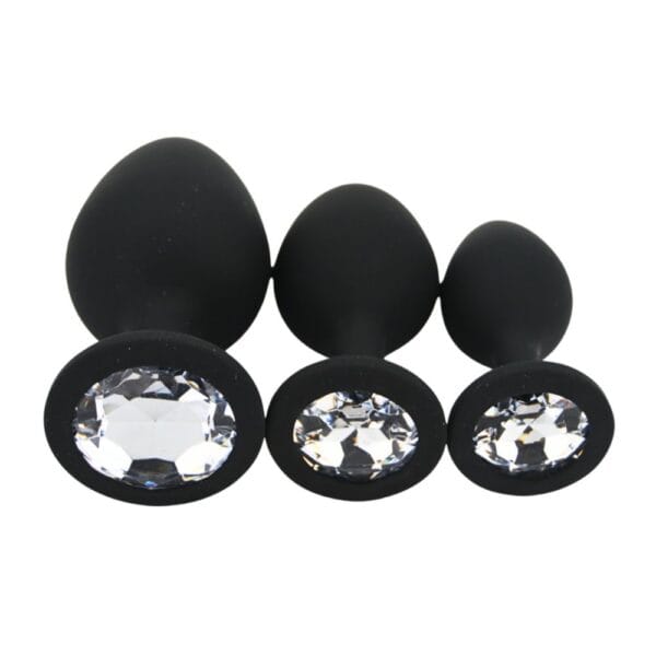 Toosh Jewelled Black Silicone Butt Plug Set (3 Piece) – image number 3