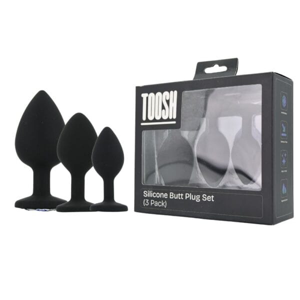 Toosh Jewelled Black Silicone Butt Plug Set (3 Piece) – image number 4