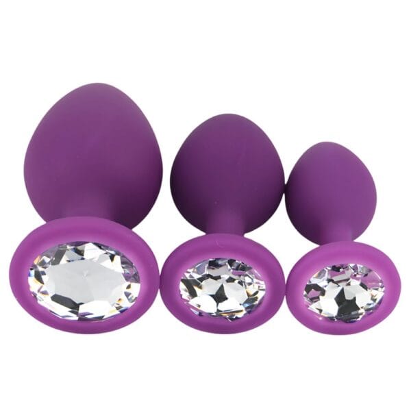 Toosh Jewelled Purple Silicone Butt Plug Set (3 Piece) – image number 1