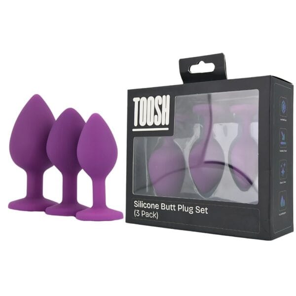 Toosh Jewelled Purple Silicone Butt Plug Set (3 Piece) – image number 4