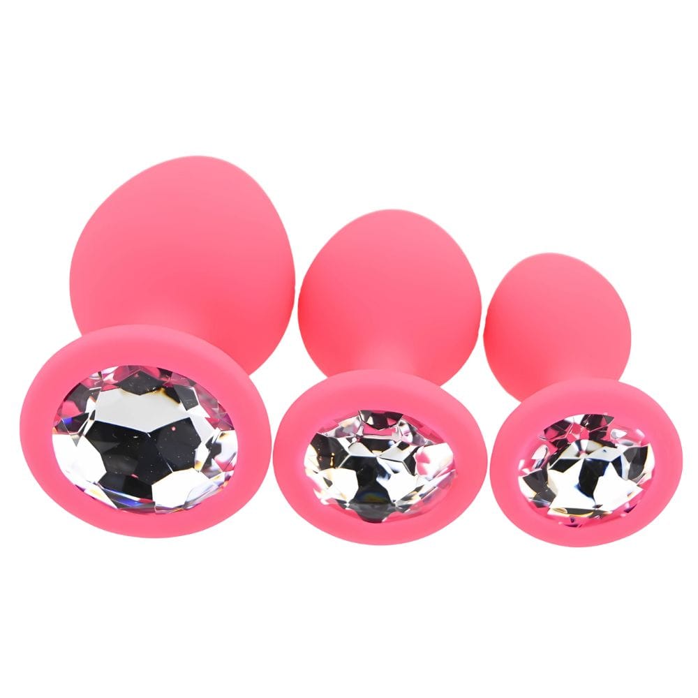 Toosh Jewelled Pink Silicone Butt Plug Set (3 Piece) – image number 1