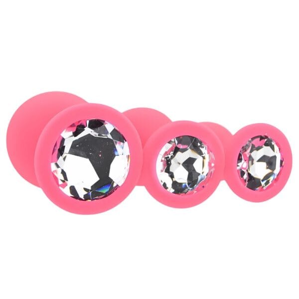 Toosh Jewelled Pink Silicone Butt Plug Set (3 Piece) – image number 3