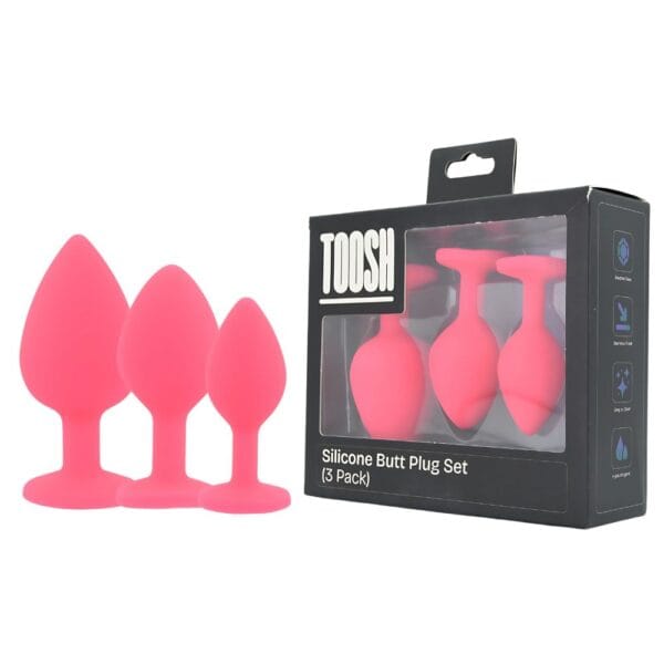 Toosh Jewelled Pink Silicone Butt Plug Set (3 Piece) – image number 4