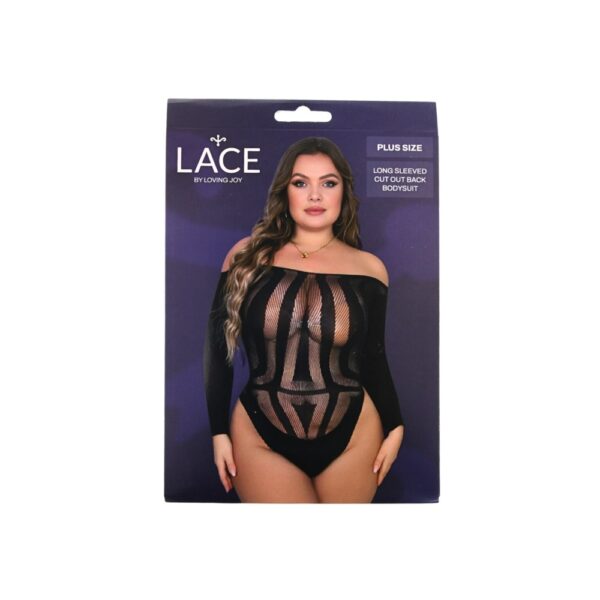 Lace by Loving Joy Plus Size Long Sleeve Cut Out Back Bodysuit – image number 5