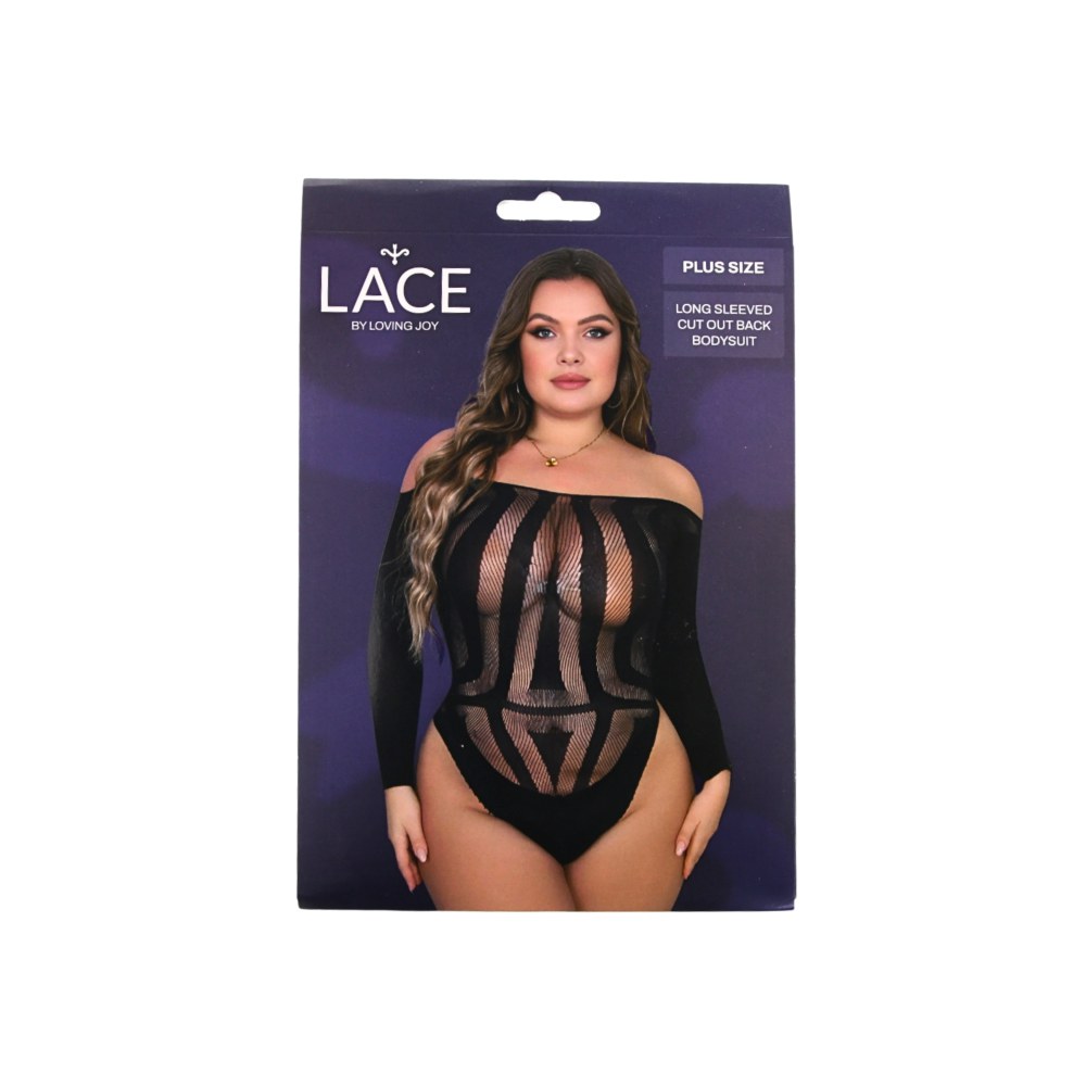 Lace by Loving Joy Plus Size Long Sleeve Cut Out Back Bodysuit – image number 5