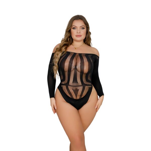 Lace by Loving Joy Plus Size Long Sleeve Cut Out Back Bodysuit – image number 1