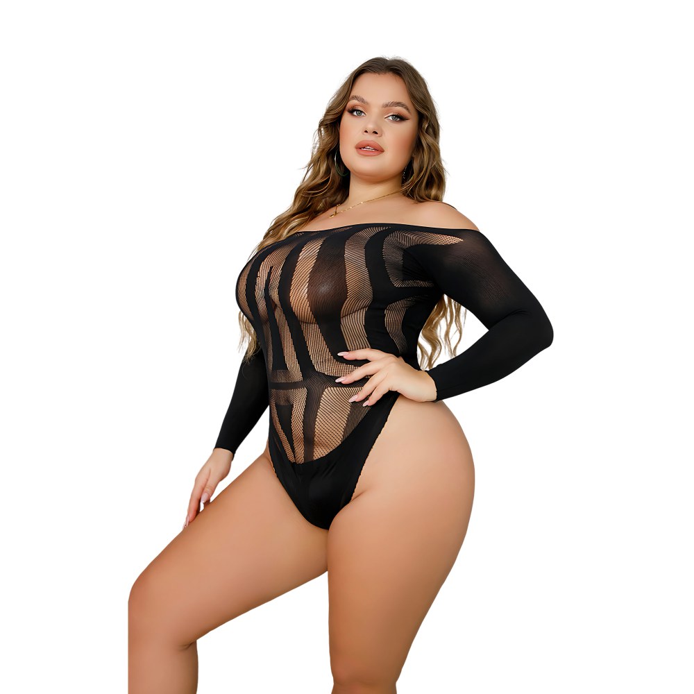 Lace by Loving Joy Plus Size Long Sleeve Cut Out Back Bodysuit – image number 2