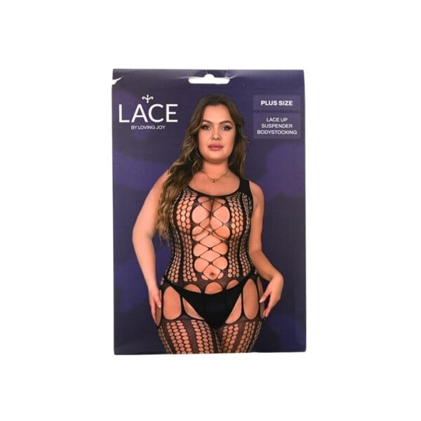 Lace by Loving Joy Plus Size Lace-Up Bodystocking – image number 4
