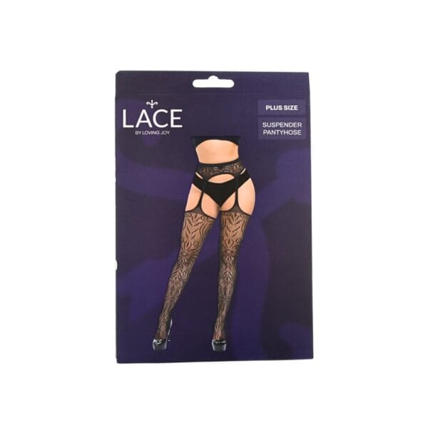 Lace by Loving Joy Plus Size Suspender Pantyhose – image number 5