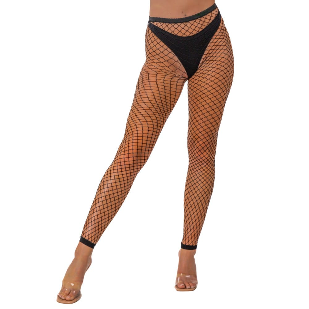 Lace by Loving Joy Industrial Net Footless Tights Black – image number 1