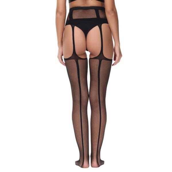 Lace by Loving Joy Lace Up Suspender Tights Black – image number 4