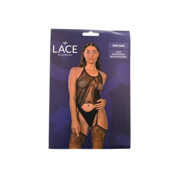 Lace by Loving Joy Lace Suspender Bodystocking Black – image number 5