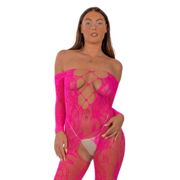 Lace By Loving Joy Lace Up Front Crotchless Bodystocking – image number 2
