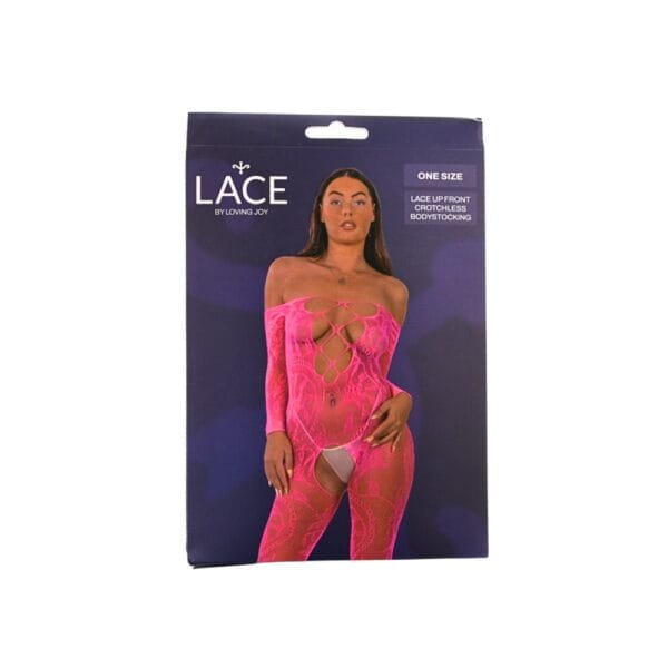 Lace By Loving Joy Lace Up Front Crotchless Bodystocking – image number 5