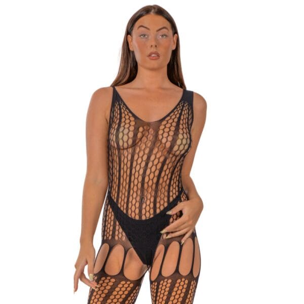 Lace by Loving Joy Crochet Bodystocking with Lace Up Back – image number 1