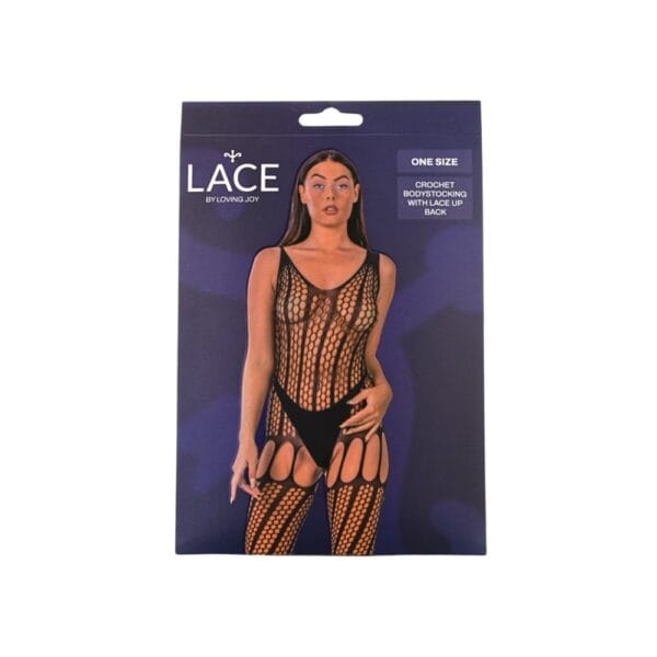 Lace by Loving Joy Crochet Bodystocking with Lace Up Back – image number 4