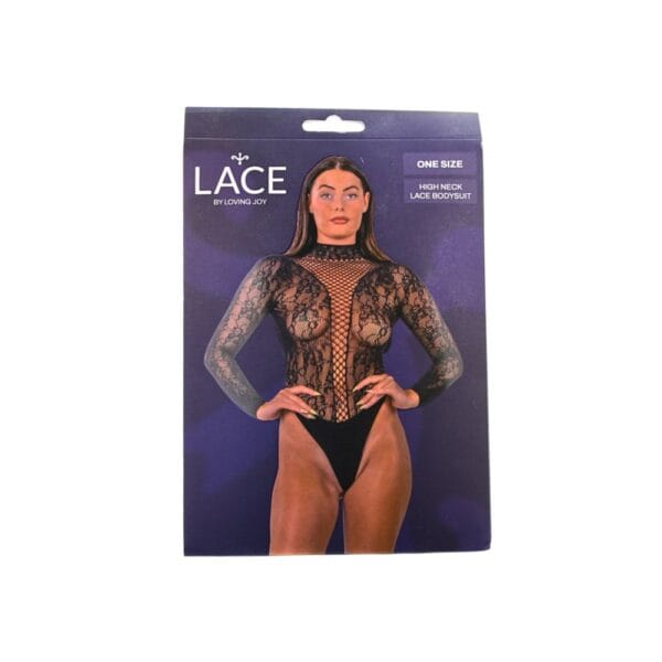 Lace by Loving Joy High Neck Lace Bodysuit Black – image number 5
