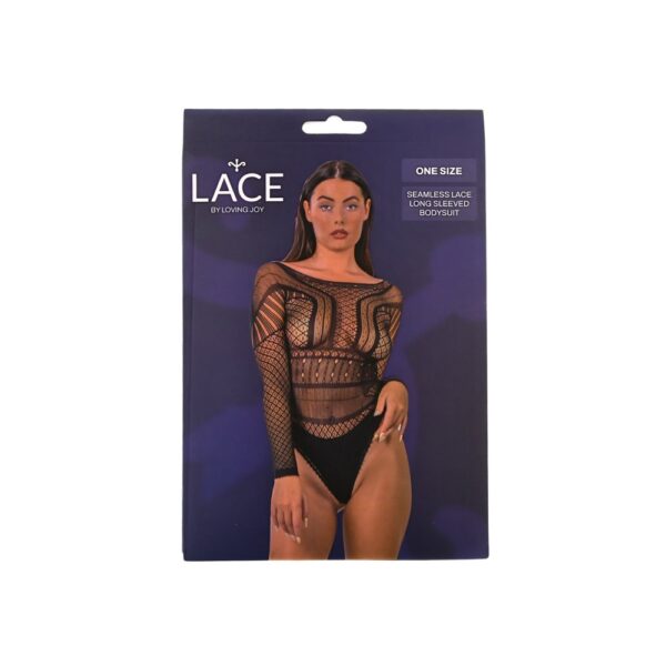 Lace by Loving Joy Seamless Lace Long Sleeved Bodysuit Black – image number 5