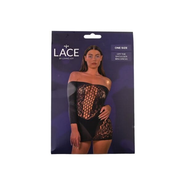 Lace by Loving Joy Off The Shoulder Mini Dress Black – image number 5