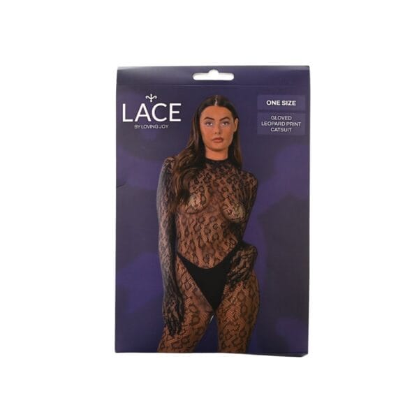 Lace by Loving Joy Leopard Print Open Back Catsuit Black – image number 4