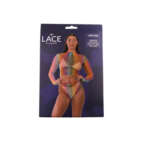 Lace by Loving Joy Rainbow Fence Net Crop Top and Bottoms – image number 4