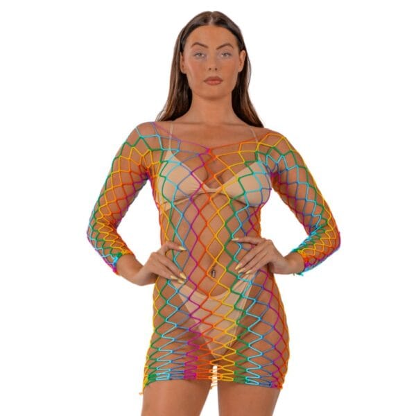 Lace by Loving Joy Rainbow Long Sleeved Mini Dress – image number 1