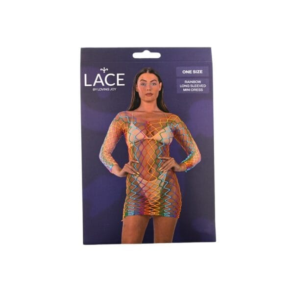 Lace by Loving Joy Rainbow Long Sleeved Mini Dress – image number 4