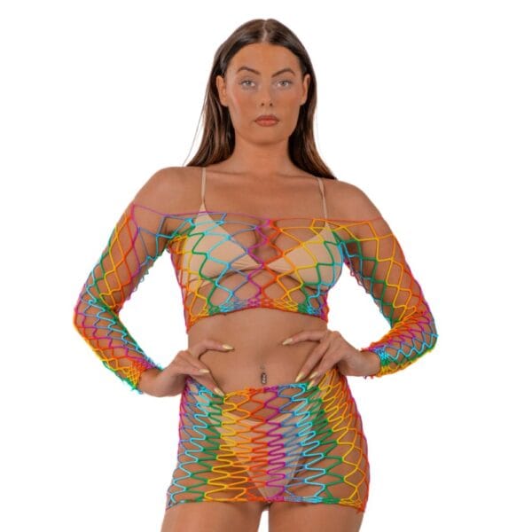 Lace by Loving Joy Rainbow Crop Top and Skirt Set – image number 1