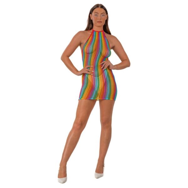 Lace by Loving Joy Rainbow Halter Neck Mini Dress – image number 2